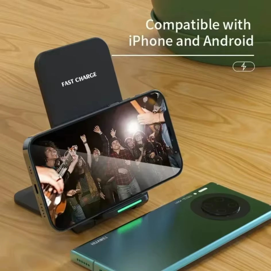 Foldable Fast Charging Station Wireless Charger Desktop Stand for Iphone 11 12 13 14 15 16 X Pro Max Samsung S24 S23 S22 Xiaomi